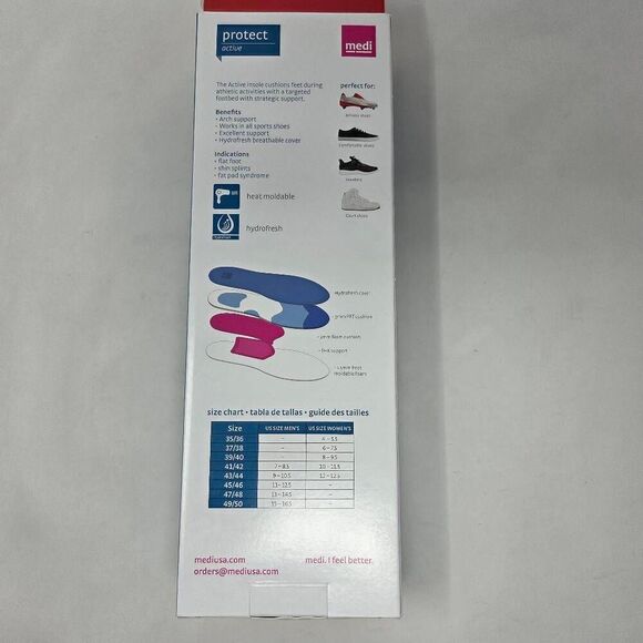 MEDIVEN PROTECT FOOT SUPPORTS INSOLES ACTIVE FLAT FEET MENS 11 12.5 EU 45 46 - Picture 3 of 4